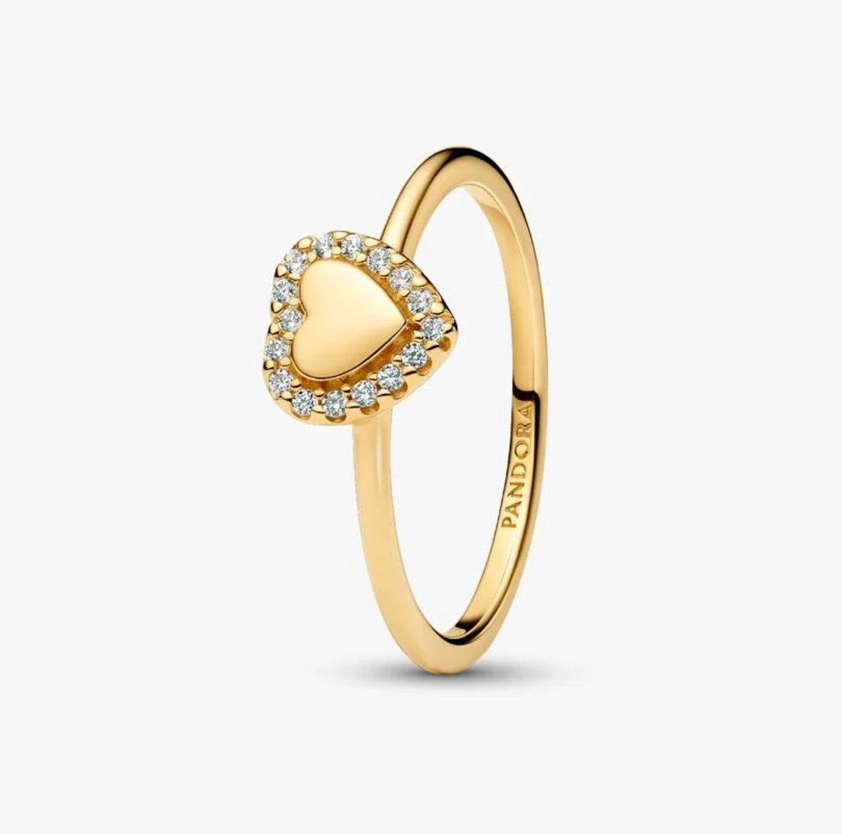 Gold Heart Halo Ring (Pandora Engraved)