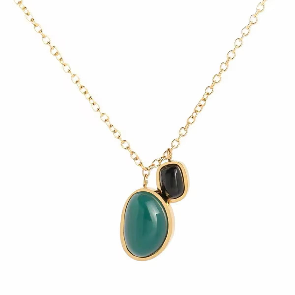 Green Black Agate Necklace