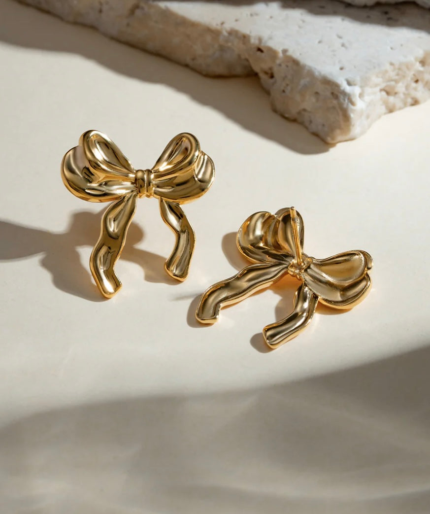 Gold Bow Earrings