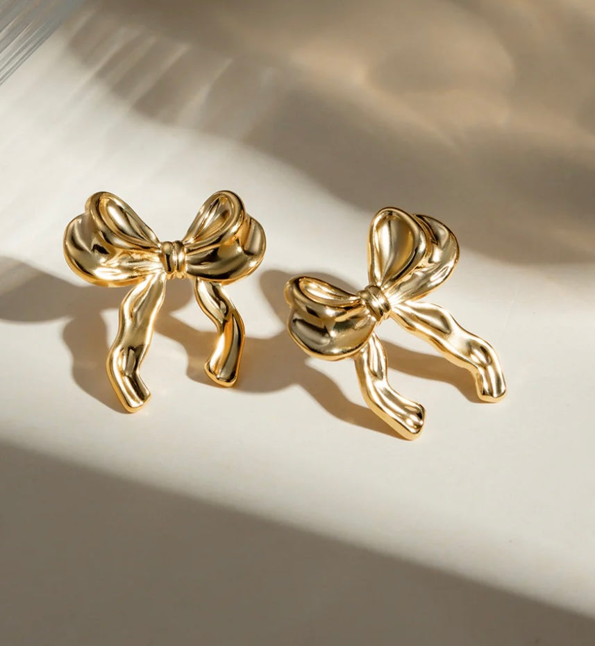 Gold Bow Earrings