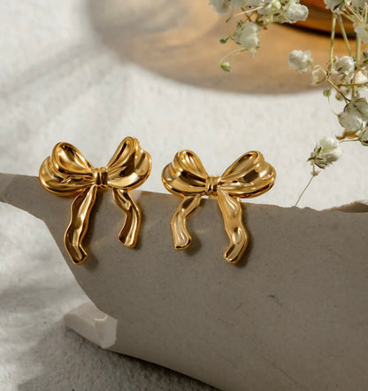Gold Bow Earrings