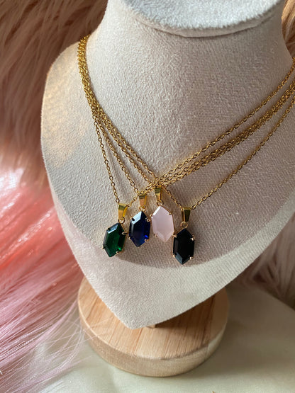 Gem Stone Necklaces Gold Plated