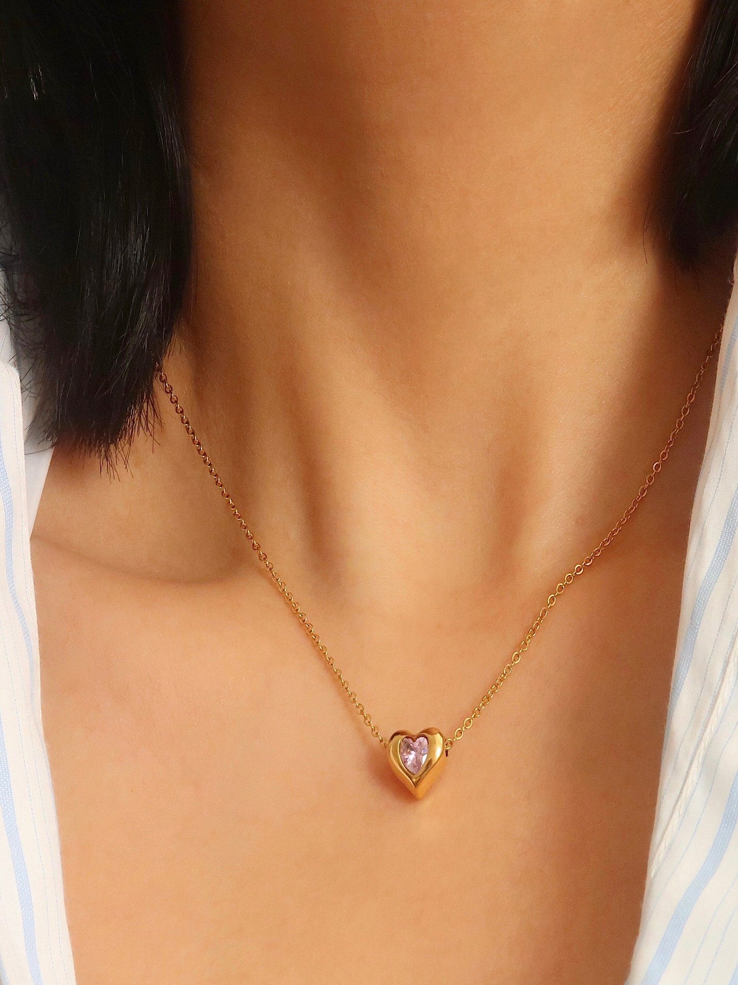 Mini Pink heart Necklace