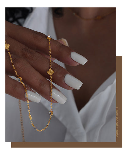 316L Stainless Steel Inlaid Zircon Flowers Necklace