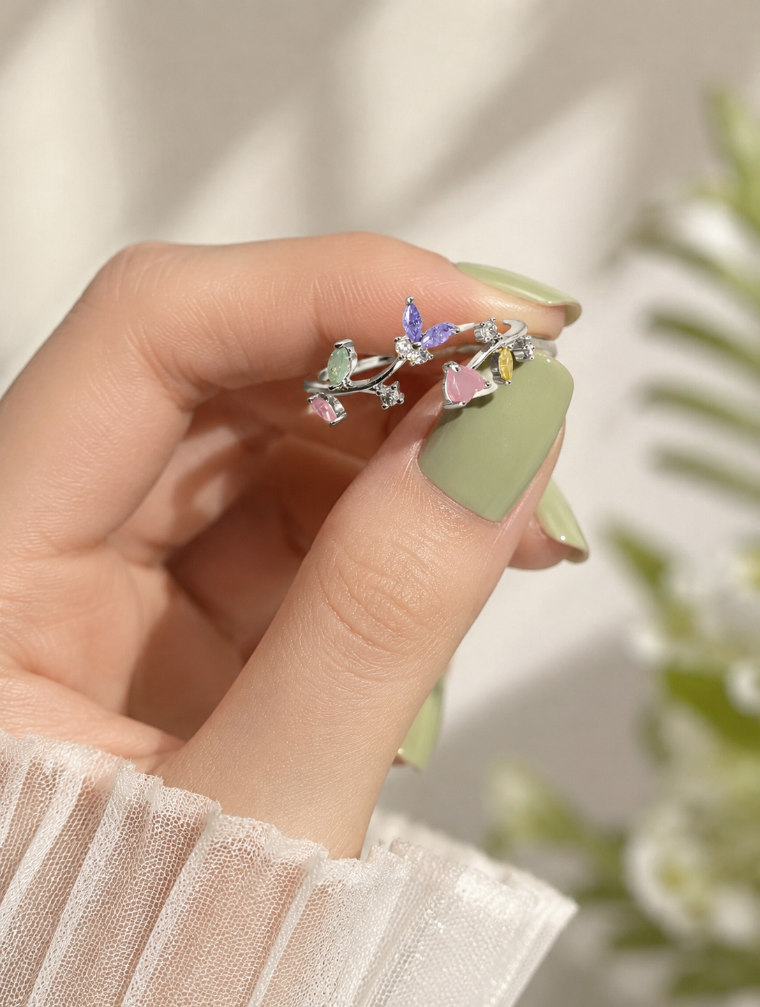 Mika Butterfly Hearts Ring (Adjustable)
