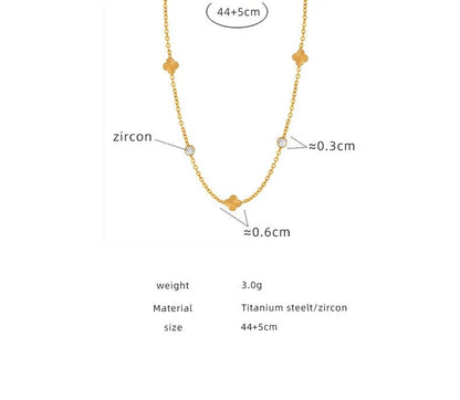 316L Stainless Steel Inlaid Zircon Flowers Necklace