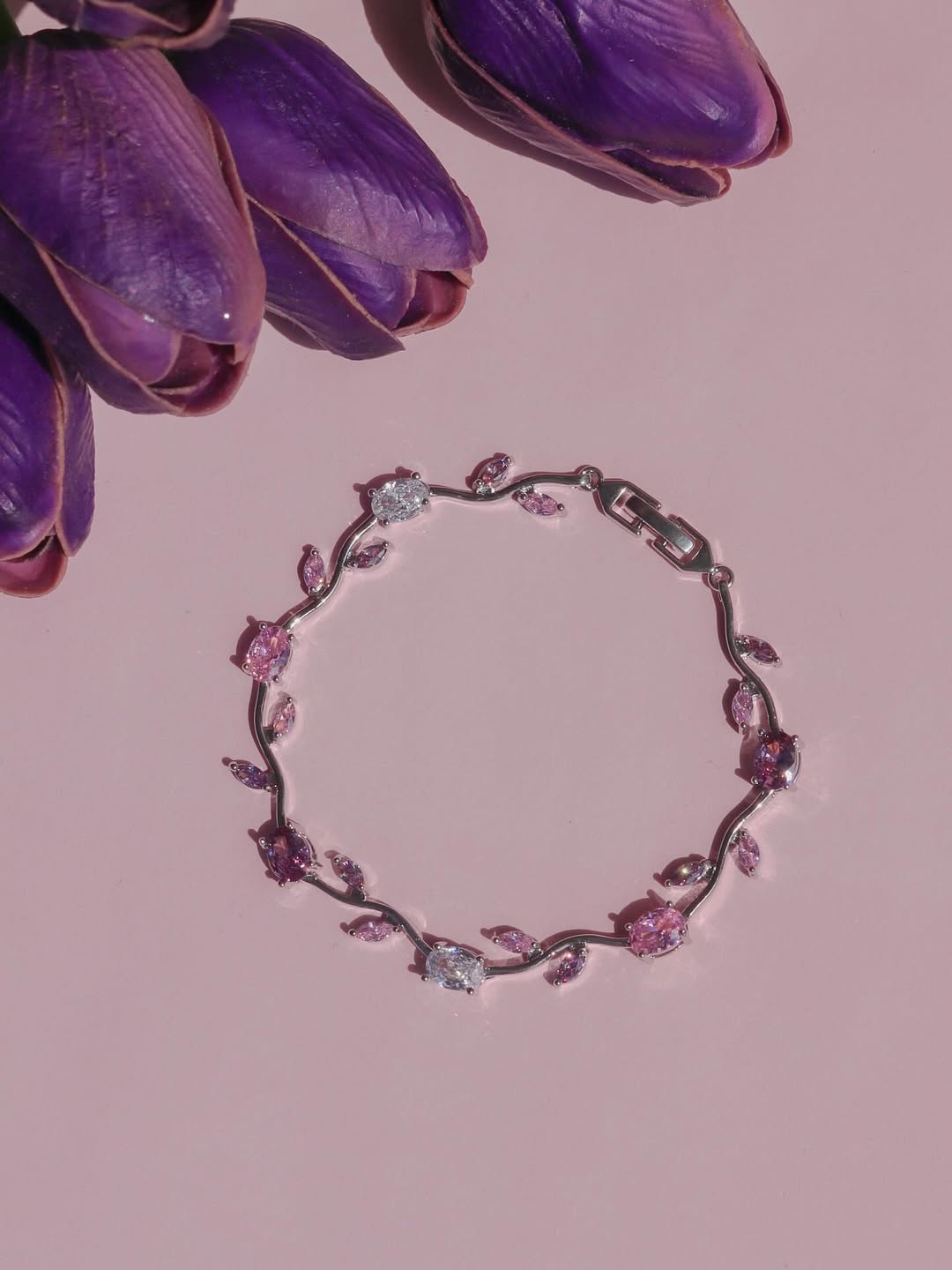 Pink & Purple Silver Tulip Bracelet – Adore Haven Pakistan