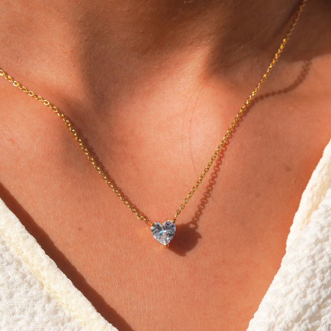 Swarovski Gem Heart Pendant Gold Plated