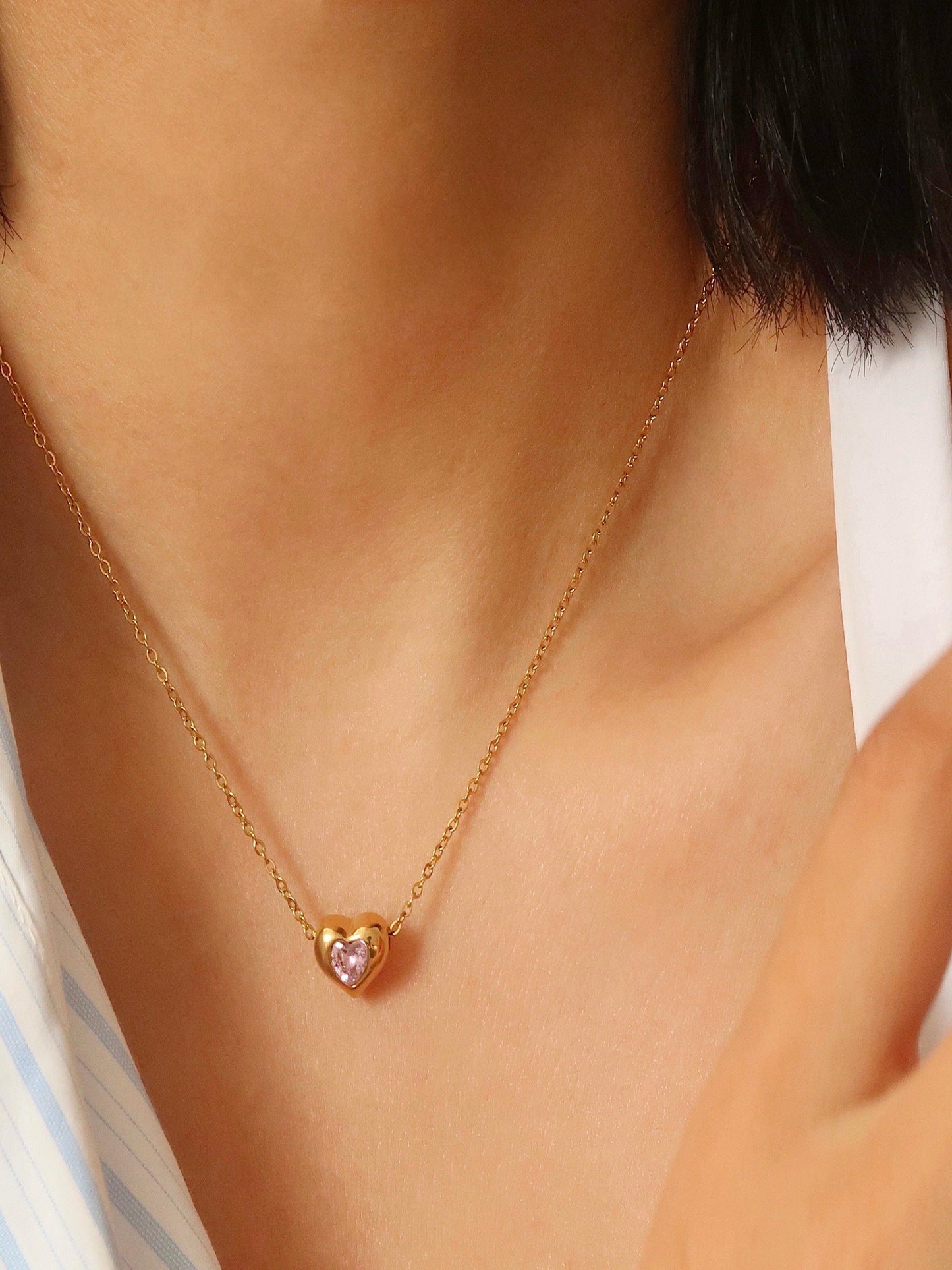 Mini Pink heart Necklace