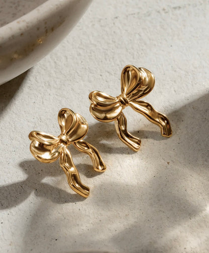 Gold Bow Earrings