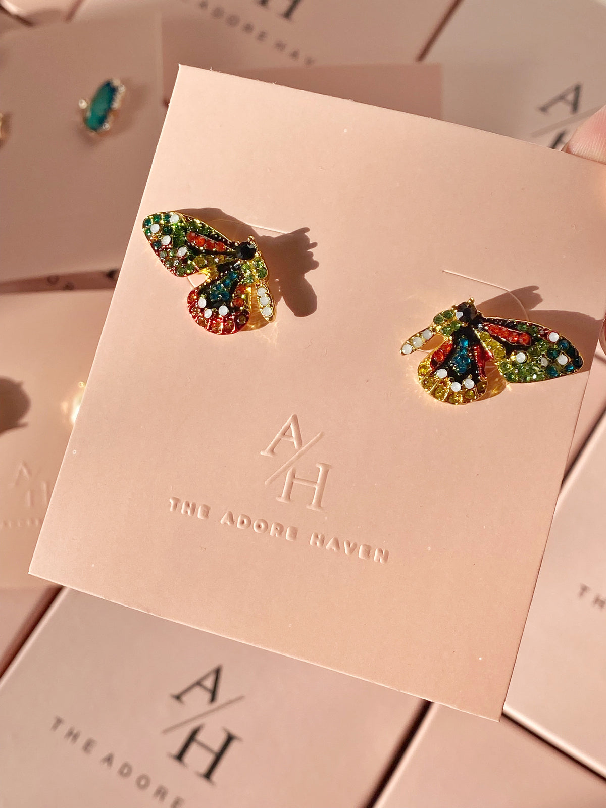 Rainbow bliss zircon Butterfly Studs