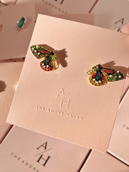 Rainbow bliss zircon Butterfly Studs