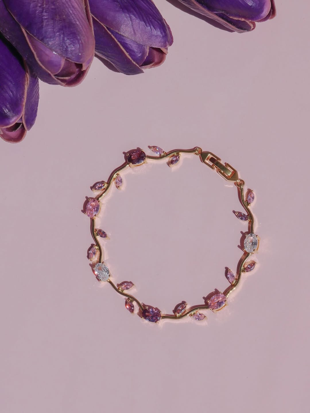 Pink & Purple Gold Tulip Bracelet – Adore Haven Pakistan