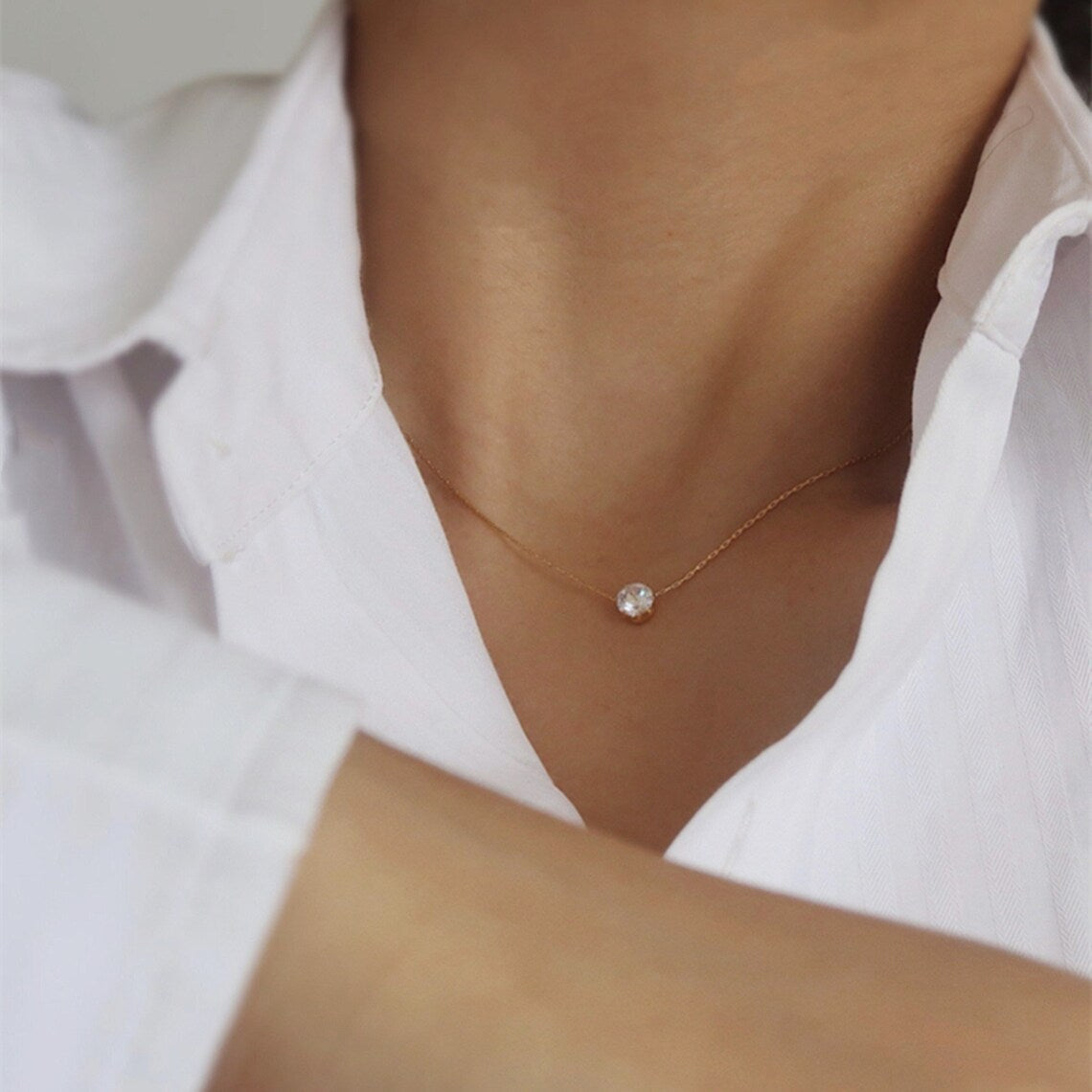Ruhi Diamond Solitaire Necklace
