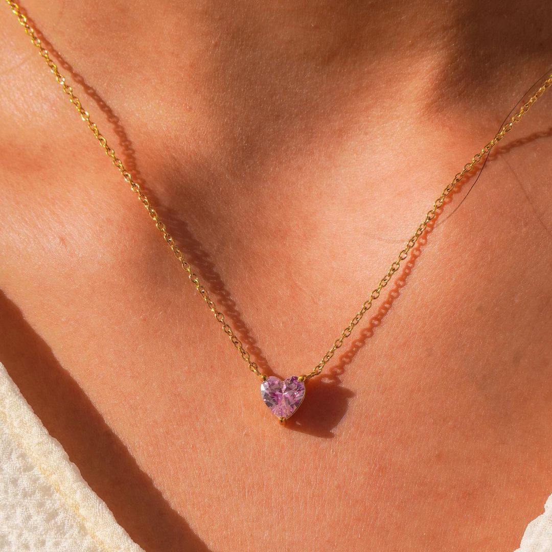 Swarovski Gem Heart Pendant Gold Plated