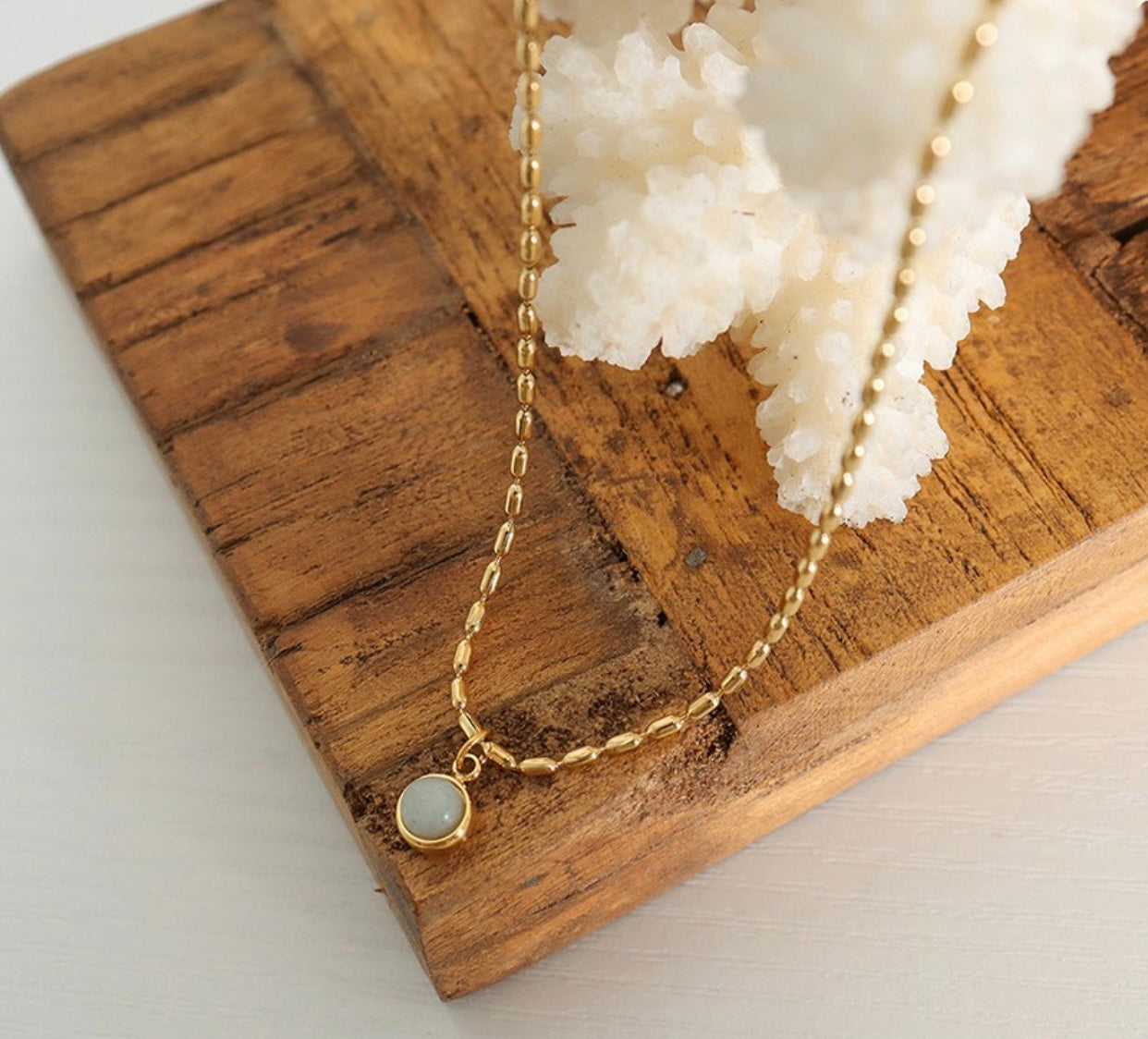 Vintage Natural Stone Beads Chain Necklace