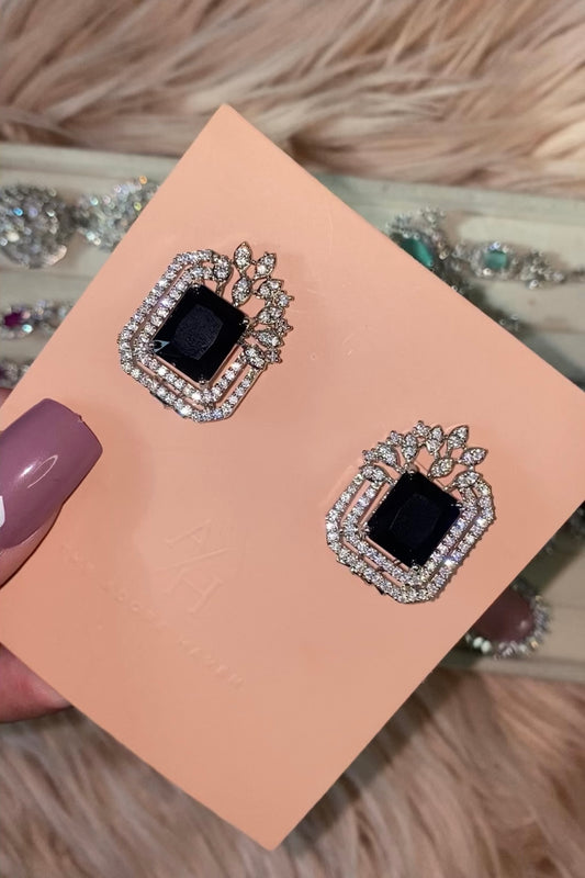 Carbon Black sterling silver Stud Earrings-925