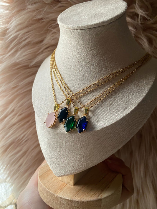 Gem Stone Necklaces Gold Plated