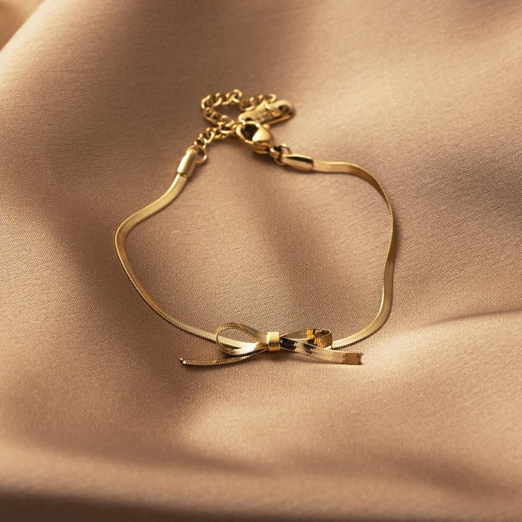 Gold Bow Anti-Tarnish Bracelet
