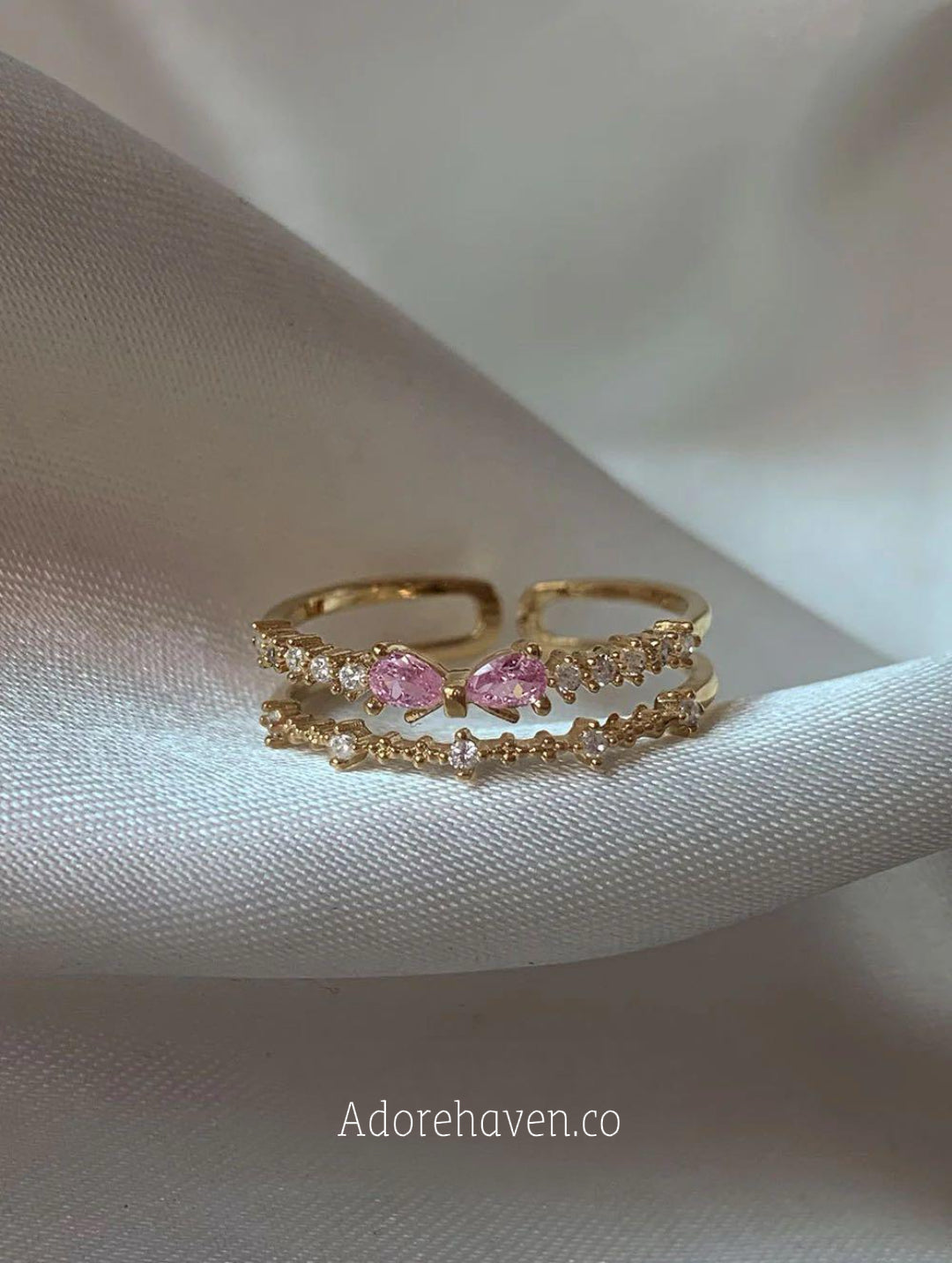 Riley Pastel Pink Bow Ring