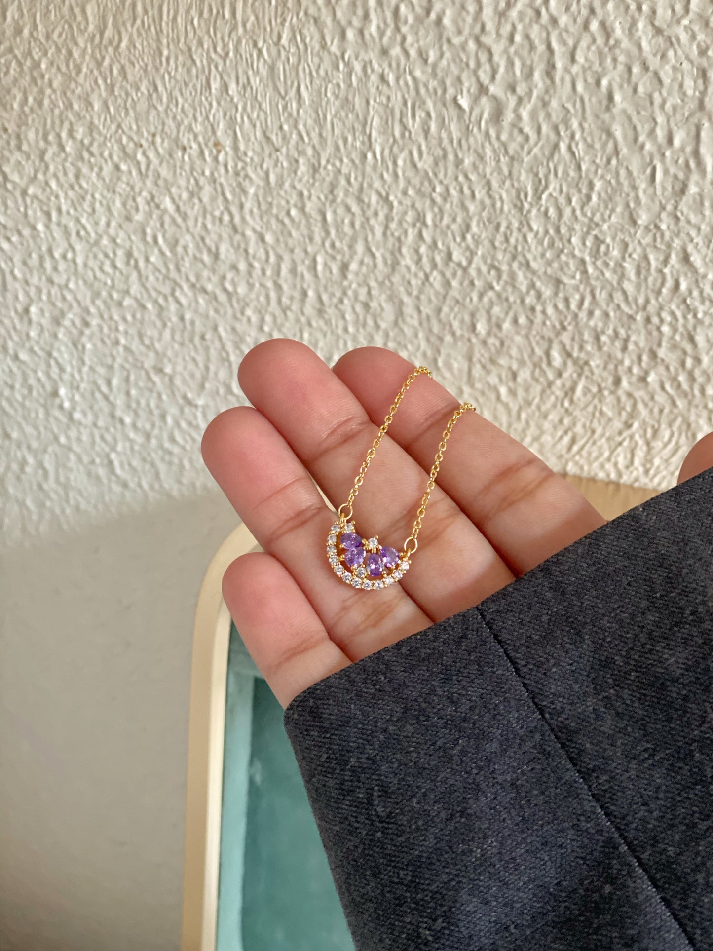 Violet Crescent Necklace