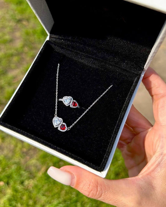 Pandora Duo Heart Necklace (with Ring)