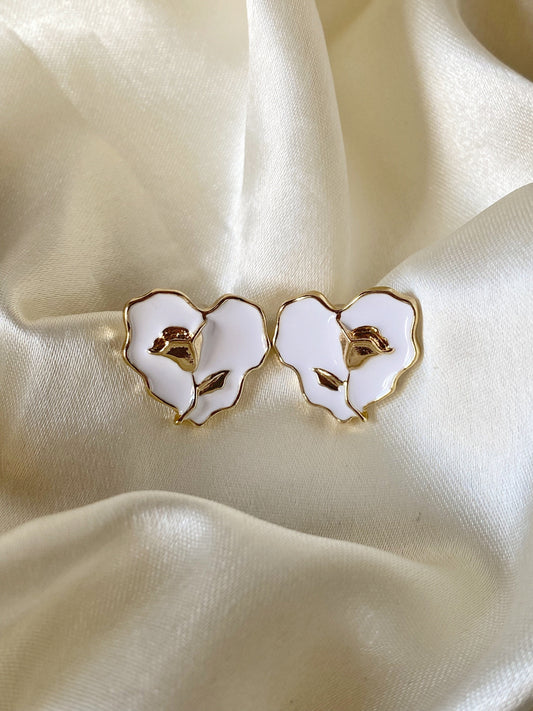 Black/White Rose Studs